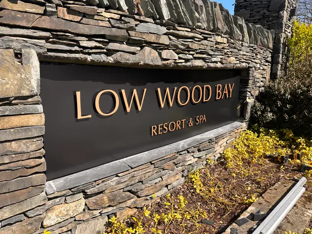 Low Wood Bay Resort & Spa — copper built-up letters on dark tray
