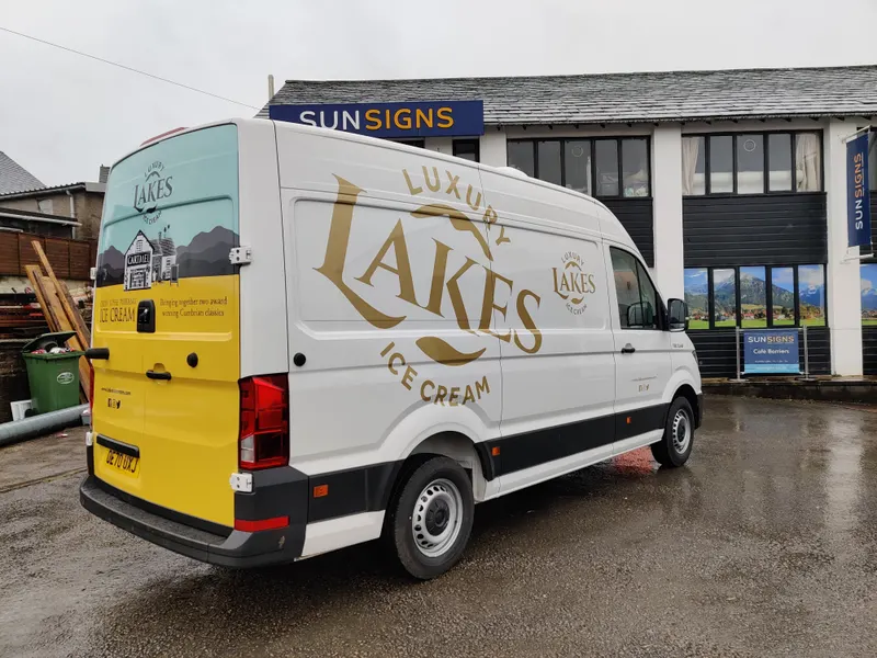 Lakes Ice Cream gold vehicle wrap