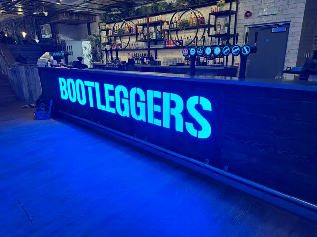 Bootleggers bar illuminated lettering