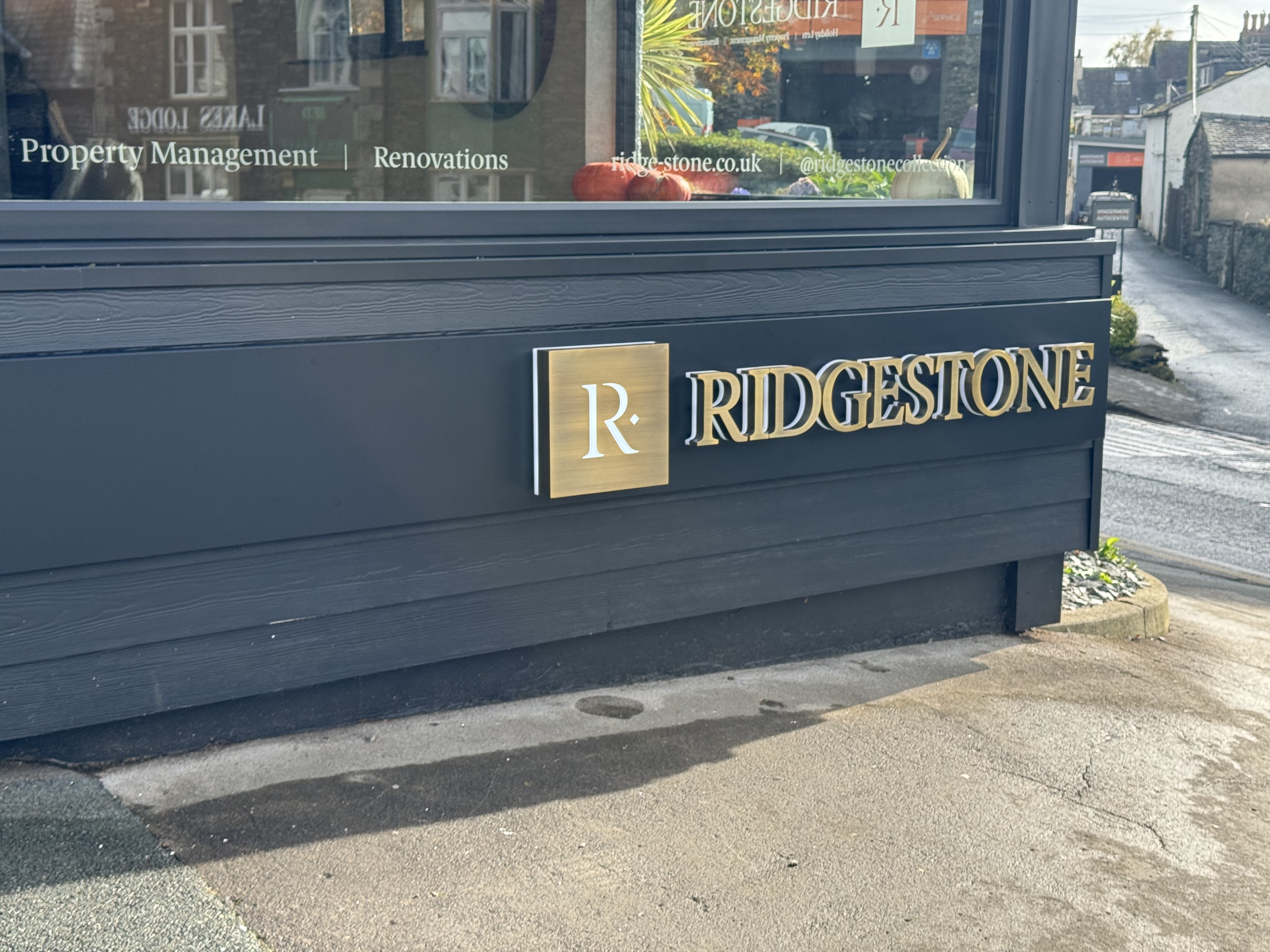 Ridgestone brass built-up letters